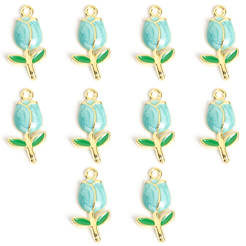 10pcs Multicolor Tulip Enamel Drip Oil Charms for DIY Crafting